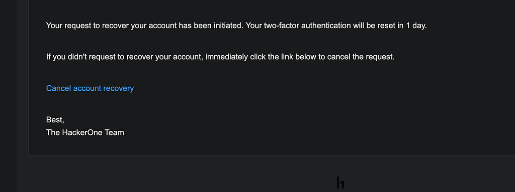 Account recovery email containing a link to cancel the two-factor reset