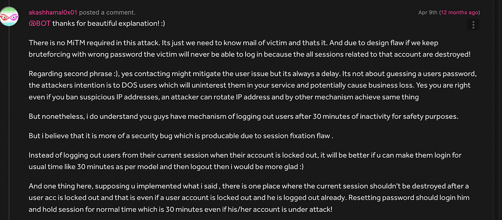 Follow-up explaining that repeated wrong passwords remotely invalidated another user session